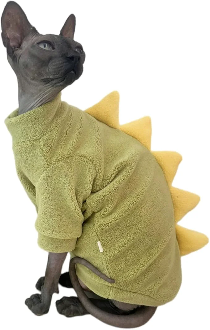 Refined Dinosaur Sphynx Cat Clothes Soft Polar Fleece Sweater Sustainable