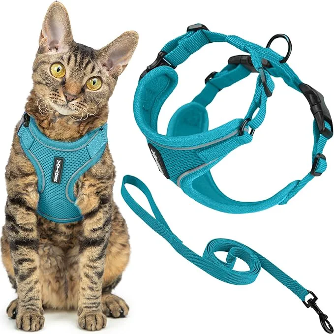 Natural Voyager Escape-Proof Step-in Lock Cat Harness 5ft Neoprene-Handle Leash Set Official