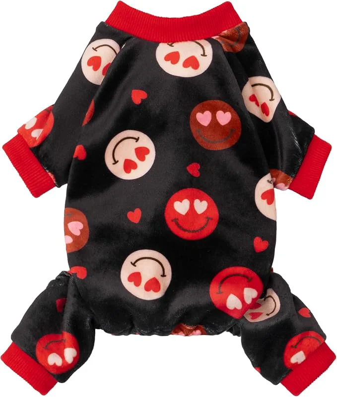 Elegant Fitwarm Hearts Eyes Smily Face Dog Pajamas Cozy Valentines Outfit Verified