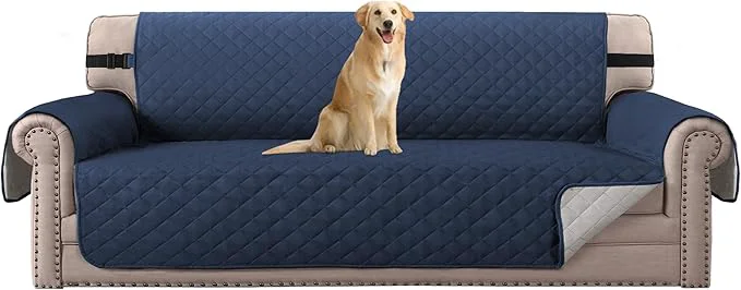 Secure H.VERSAILTEX Water Repellent Sofa Cover Couch Cover Sofa Slipcover for Dogs Couch Protector Reversible Sofa Slipcover for 3 Cushion Couch Furniture Protector for Pets Oversized Sofa Navy Beige About ThisOverview Superior