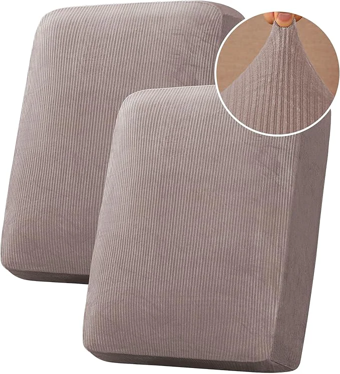 Excellent H.VERSAILTEX Velvet Stretch Couch Cushion Cover Plush Cushion Slipcover for Chair Loveseat Sofa Cushion Furniture Protector Seat Cushion Sofa Cover 2 Piece Medium Sofa Cushion Covers Taupe Striped About ThisOverview Verified