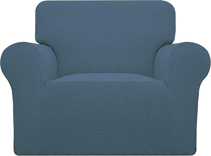 Contemporary Easy-Going Stretch Oversized Chair Sofa Slipcover 1-Piece Couch Sofa Cover Furniture Protector Soft with Elastic Bottom for Kids Spandex Jacquard Fabric Small Checks BluestoneAbout ThisOverview Flexible