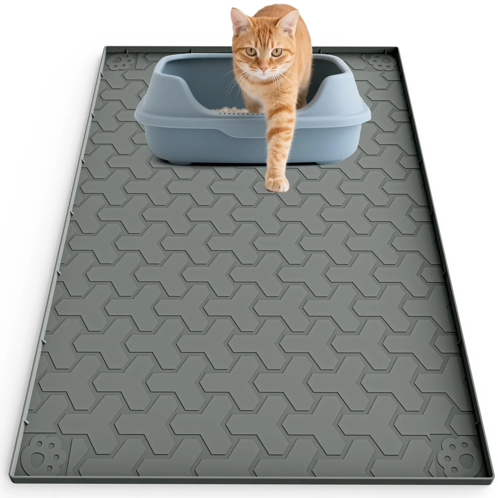 Powerful ENNHJD Silicone Cat Litter Mat 34×22 — Waterproof Non-Slip Easy to Clean Trendy