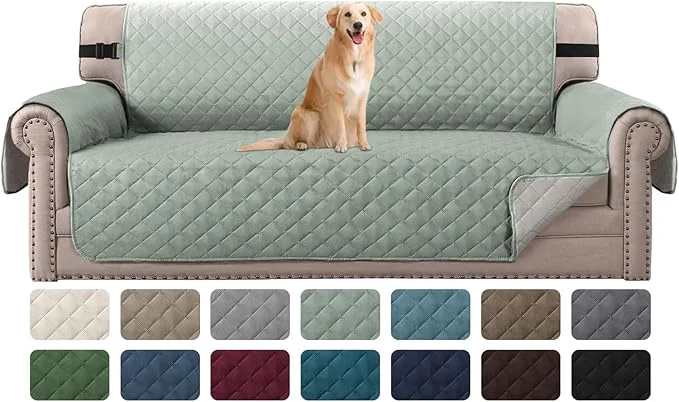 Secure H.VERSAILTEX Reversible Couch Covers for 3 Cushion Couch Water Repellent Couch Cover for Sofa Dog Couch Cover Protector Non Slip Furniture Protector with Elastic Strap Sofa Desert Sage Beige About ThisOverview Prestigious