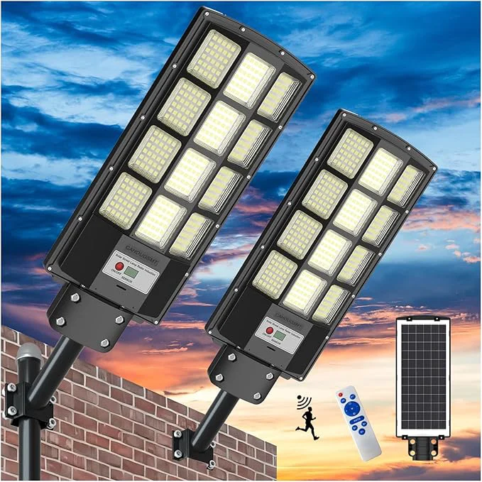 Prestigious Solar Street Lights Outdoor Dusk to Dawn 3000W Solar Flood Light Waterproof with Motion Sensor 350000LM Parking Lot Light 2 PackAbout ThisOverview High-Grade