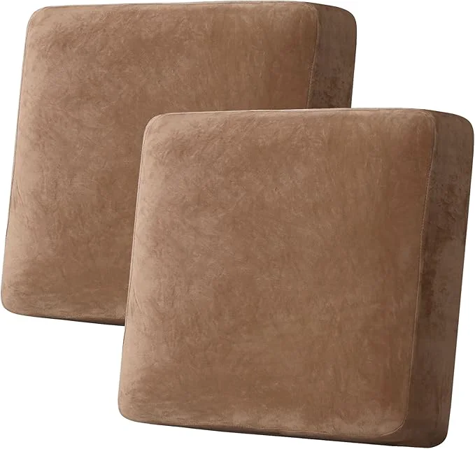 Sophisticated H.VERSAILTEX Velvet Stretch Couch Cushion Cover Plush Cushion Slipcover for Chair Loveseat Sofa Cushion Furniture Protector Seat Cushion Sofa Cover 2 Piece Large Sofa Cushion Covers Camel About ThisOverview Convenient