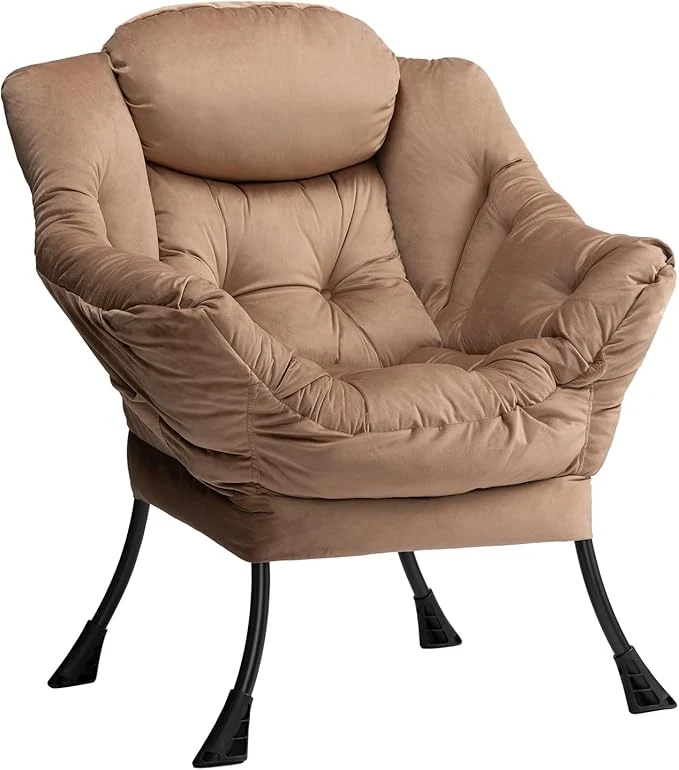 Specialty HollyHOME Lazy Chair with Armrest and Side Pocket Comfy Accent Lounge Chair Leisure Sofa Armchair for Living Room Bedroom Dorm or Small Spaces Oversized Reading Sofa Chair Velvet Taupe BrownAbout ThisOverview Refined