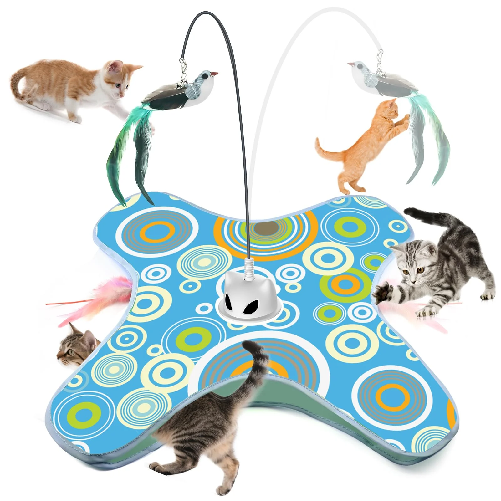 Premium VIWIK Hide and Seek Indoor Cat Toy with Suction Cups Feather Wand Interactive Cat Enrichment Exclusive