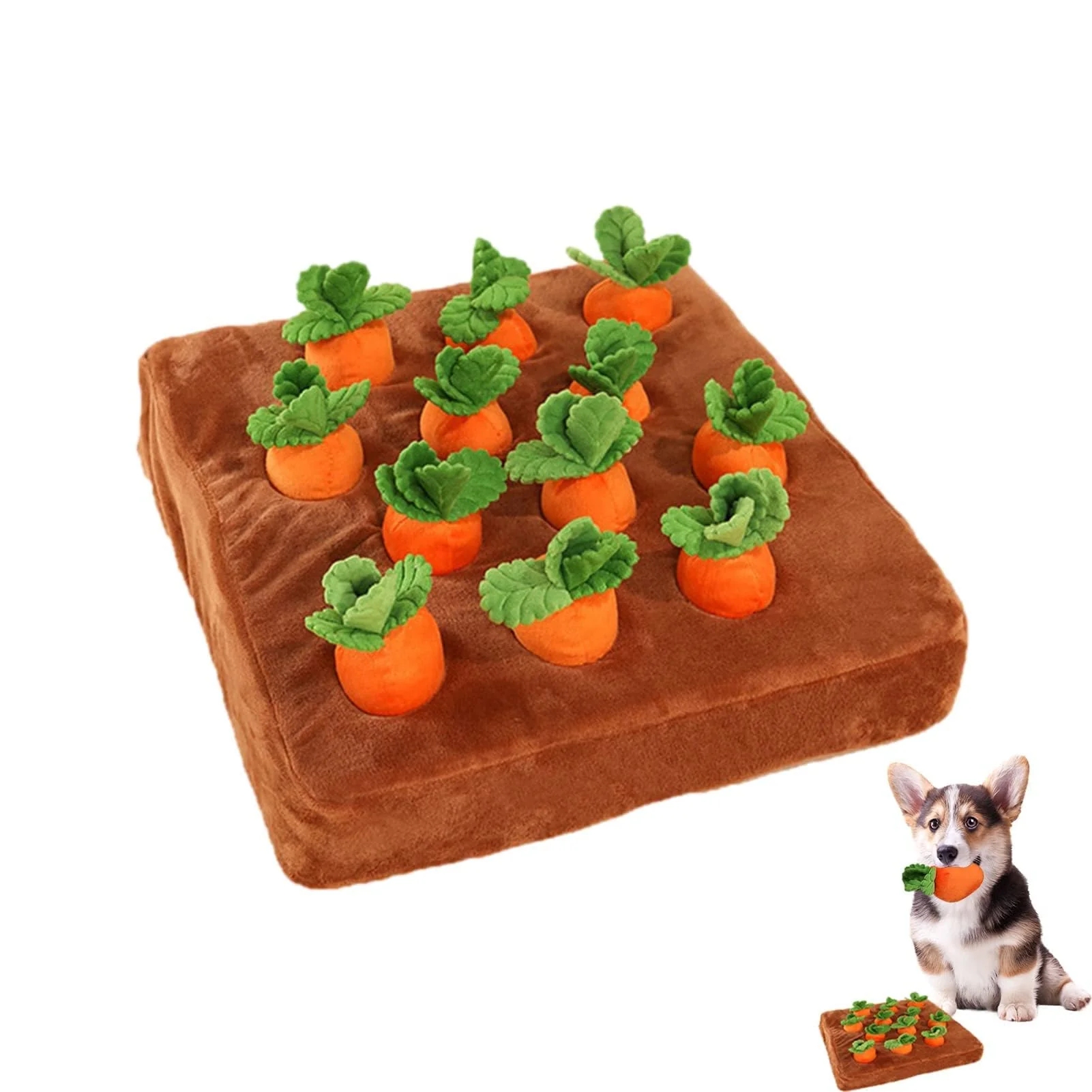 Efficient AGYTBG Carrot Snuffle Mat for Dogs – Interactive Plush Puzzle Toy with 12 Carrots Organic
