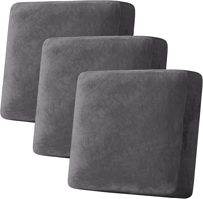 Artisan H.VERSAILTEX Velvet Stretch Couch Cushion Cover Plush Cushion Slipcover for Chair Loveseat Sofa Cushion Furniture Protector Seat Cushion Sofa Cover 3 Piece XL Sofa Cushion Covers Grey About ThisOverview Durable