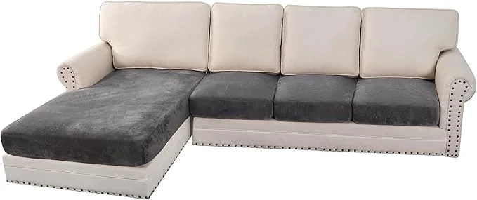 Durable H.VERSAILTEX Velvet Stretch Sectional Sofa Covers – 4 Piece Seat Cushions for L Shape Sectional Couch Large 3 Seater 1 Chaise Grey About ThisOverview Artisan