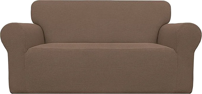 Detailed Easy-Going Stretch Oversized Loveseat Slipcover 1-Piece Sofa Cover Furniture Protector Couch Soft with Elastic Bottom for Kids Polyester Spandex Jacquard Fabric Small Checks BrownAbout ThisOverview Official