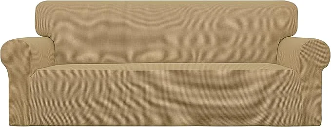 Easy-Going Stretch Oversized Sofa Slipcover 1-Piece Sofa Cover Furniture Protector Couch Soft with Elastic Bottom for Kids Polyester Spandex Jacquard Fabric Small Checks GoldenAbout ThisOverview Recyclable