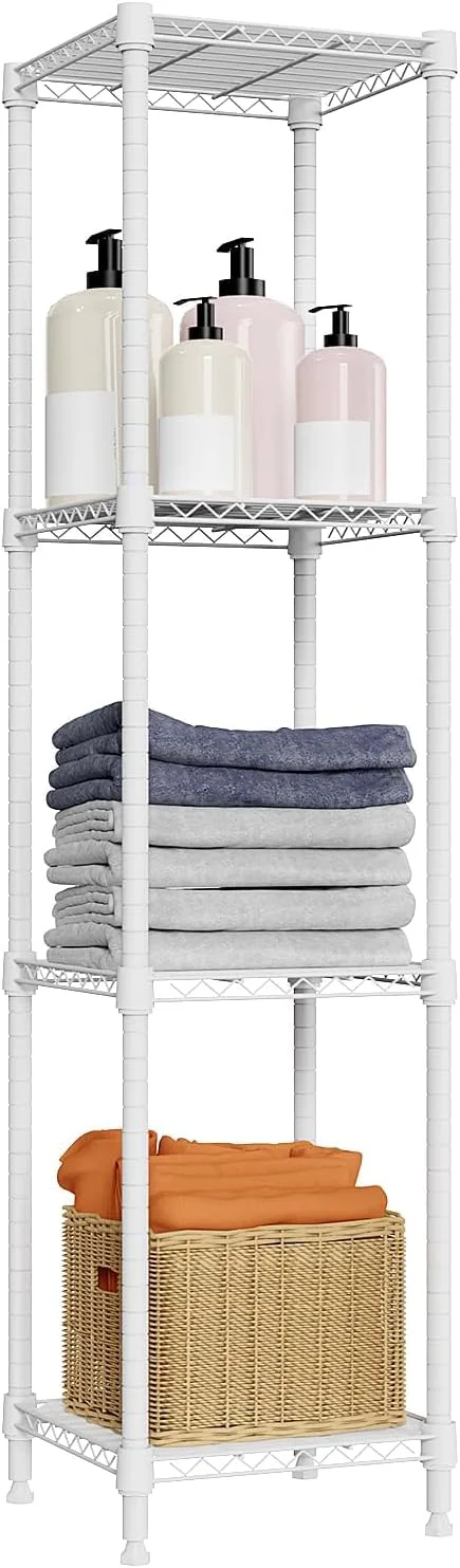 Dependable 480 lbs Storage Shelves 4 Tier Shelving Units for Storage Wire Shelving Unit for Closet Adjustable Shelves for Bathroom Steel Organizer Wire Rack White 11.8 D x 11.8 W x 47.3 HAbout ThisOverview Sophisticated