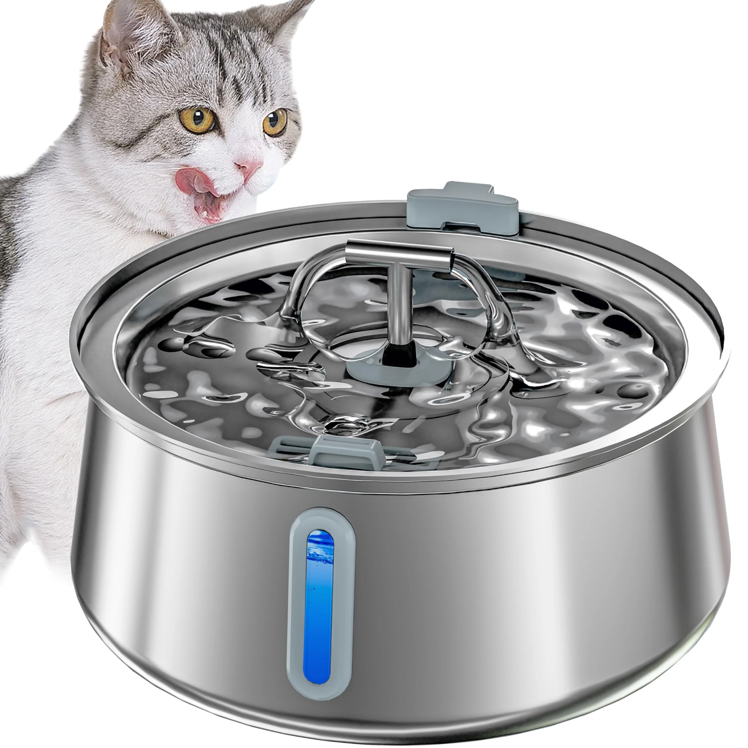 Breathable Homtyler Stainless Steel Cat Water Fountain – 4L 135oz Quiet Dual-Faucet Pet Water Dispenser Green