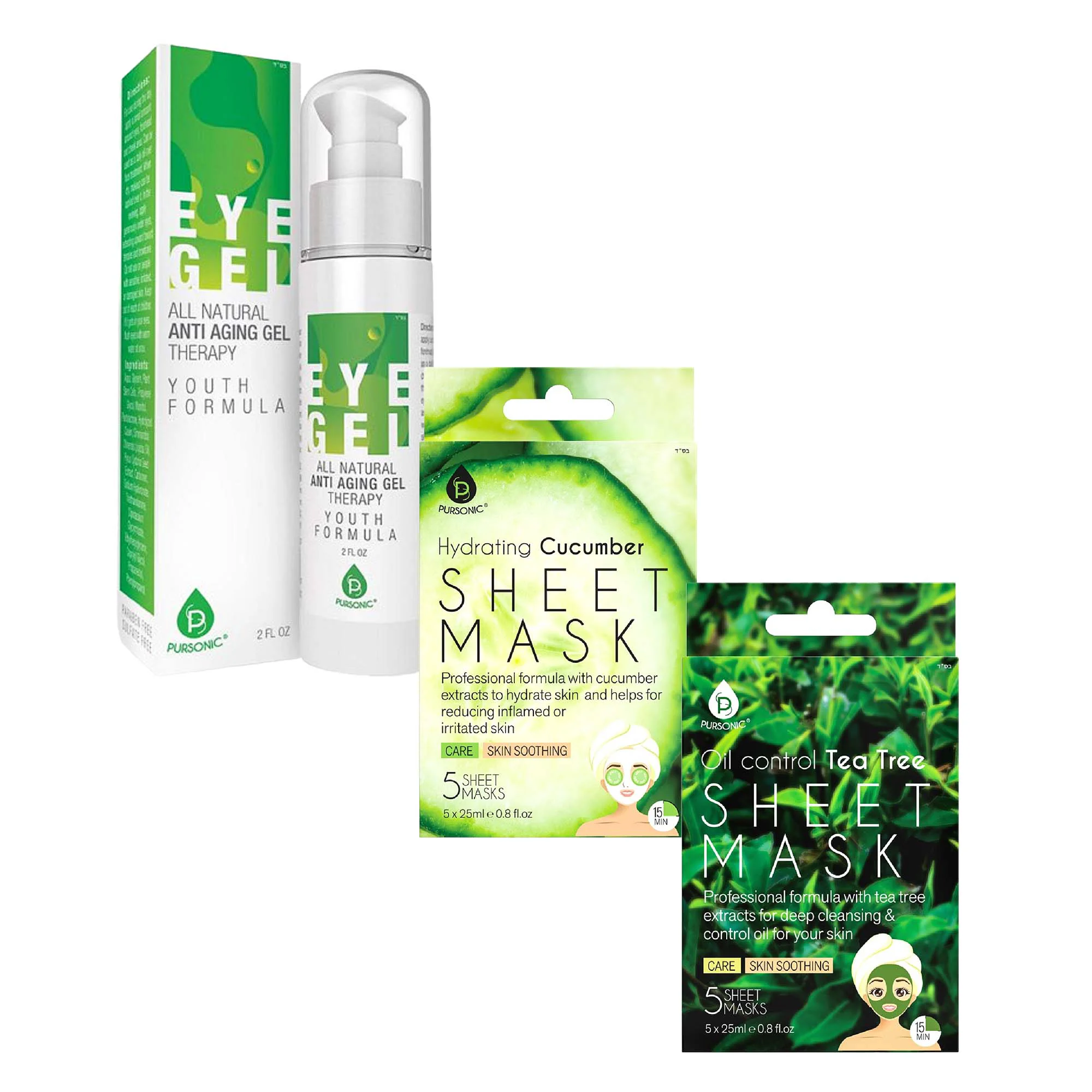 Reusable Ensemble complet Pursonic de soins oculaires et rafraîchissement de la peau Green