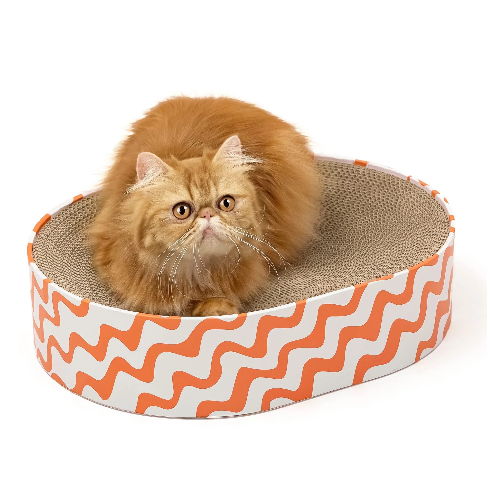 Premium Conlun Cat Scratcher Cardboard – 2-in-1 Oval Scratcher Lounge Bed for Indoor Cats Smart