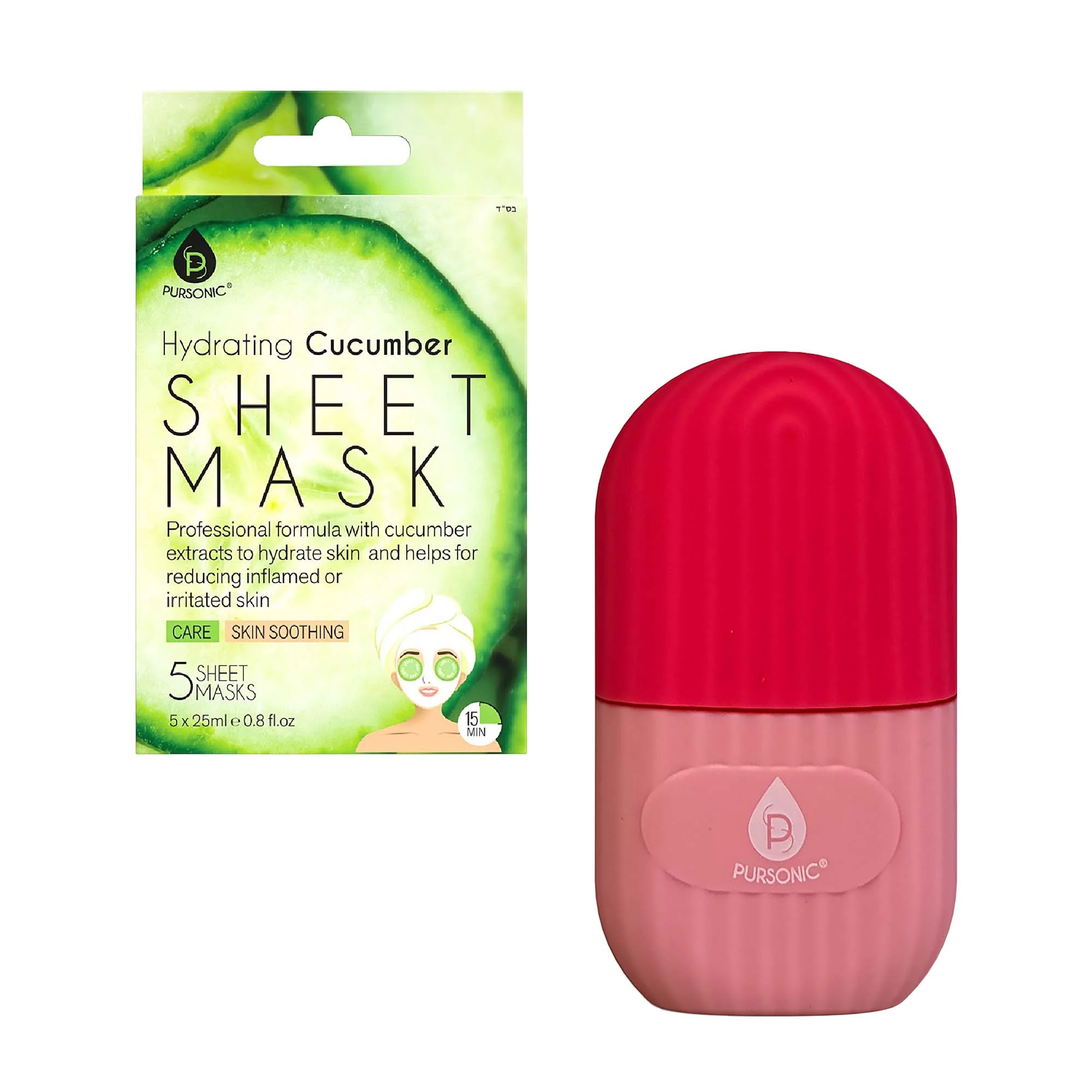 Flexible Rouleau de massage facial Ice Cube et masques en tissu hydratants au concombre – Votre kit de rafraîchissement ultime pour la peau Prestigious