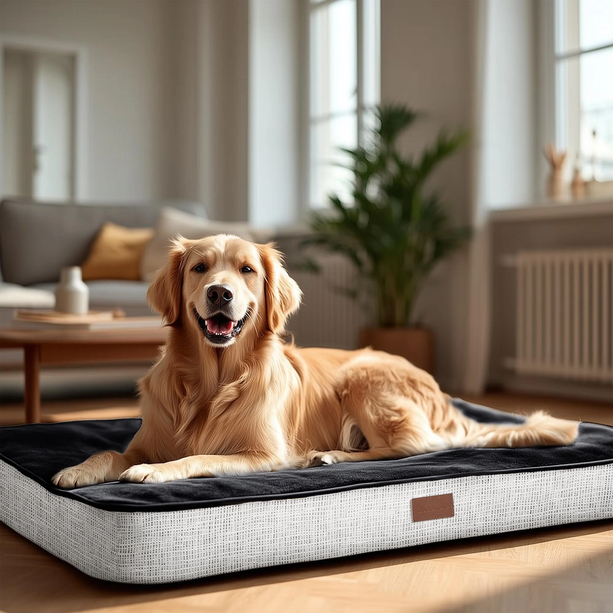 Recyclable Deconovo Orthopedic Dog Bed – Medium Large Dogs Memory Foam Non-Slip Washable Cover 36×27 – Dark Grey Pure