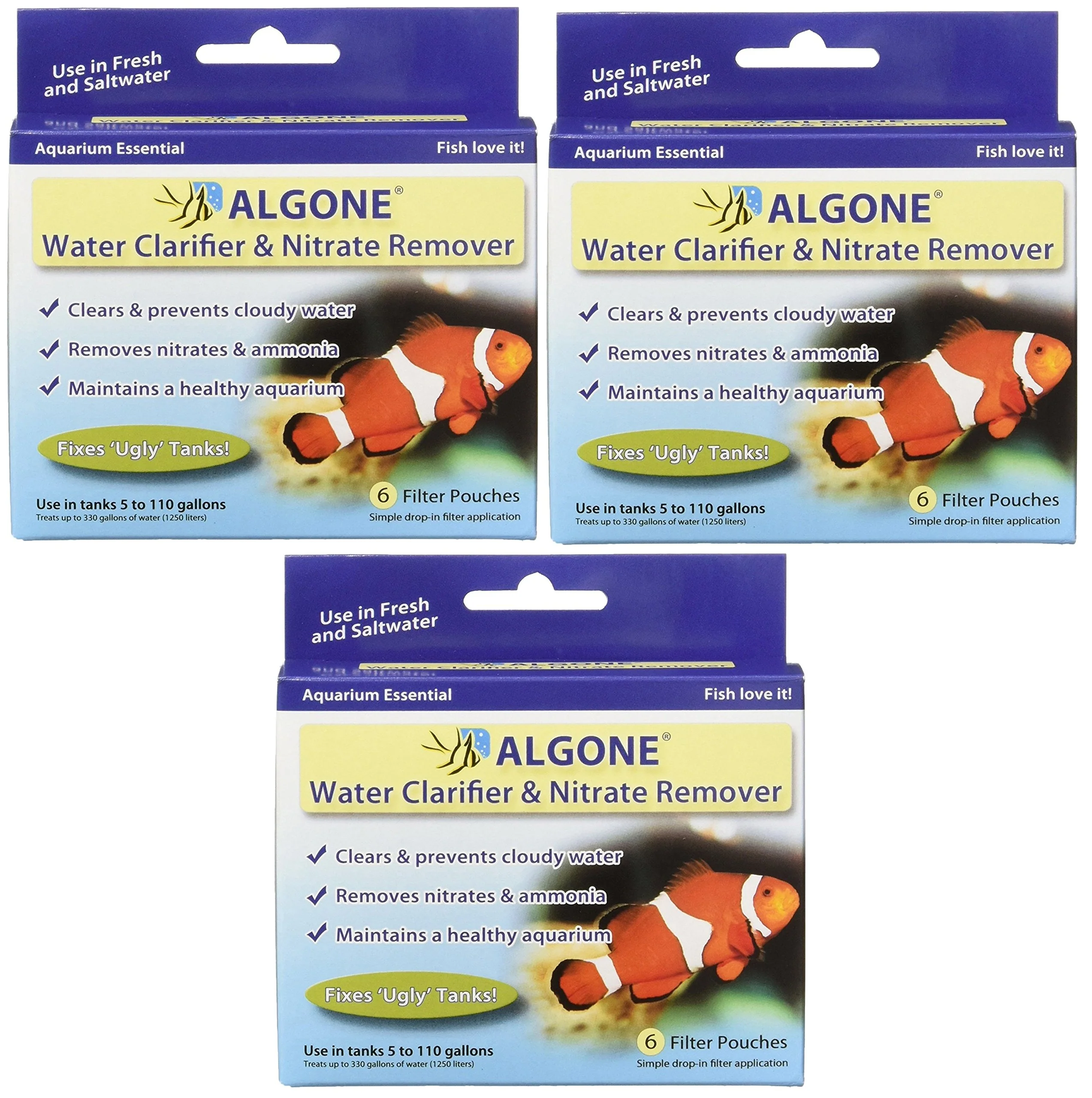 Casual Algone Aquarium Water Clarifier and Nitrate Remover – 3-Pack 18 Pouches User-Friendly