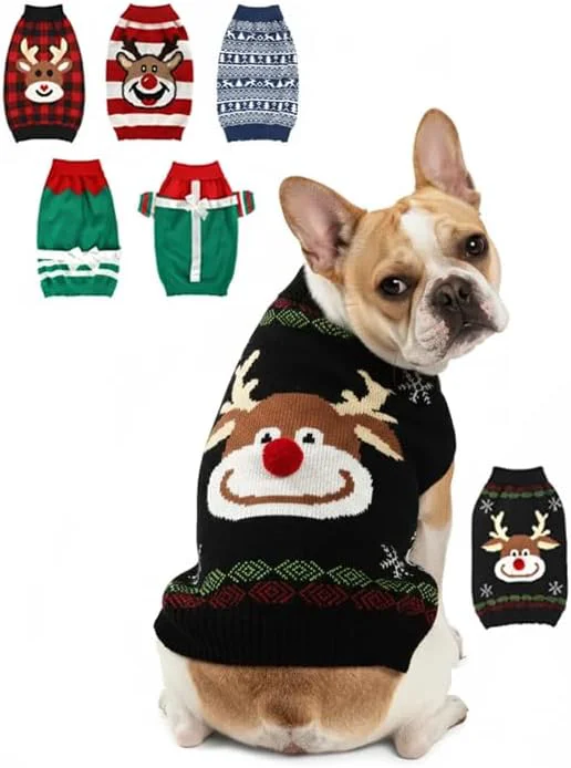 Enhanced Dog Christmas Sweater Soft Warm Pet Clothes Coat Casual