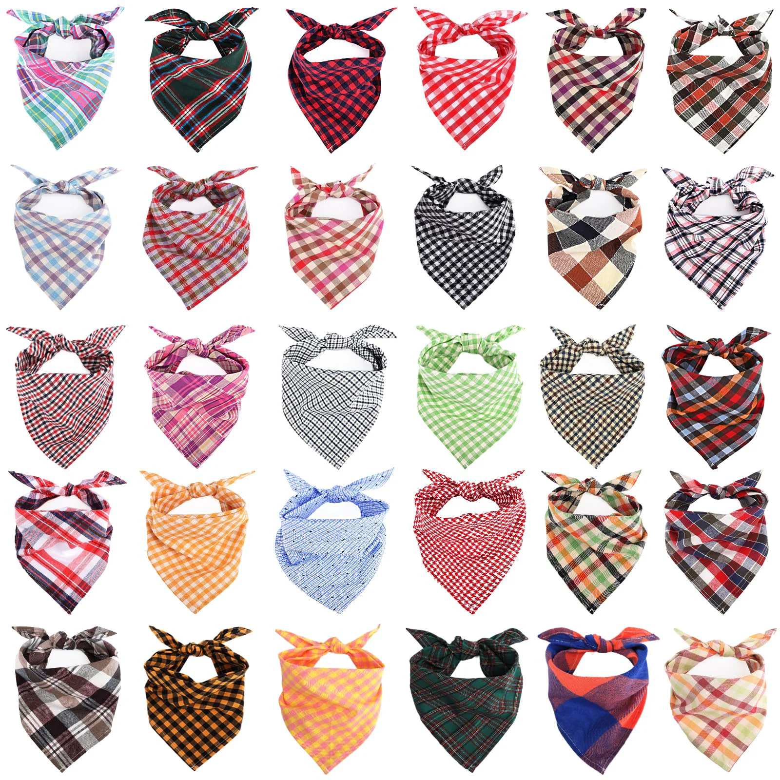 Sustainable Segarty 30 Pack Pet Scarf – 22.8 x 15.7 Triangle Plaid Dog Bandanas Washable Reversible Powerful