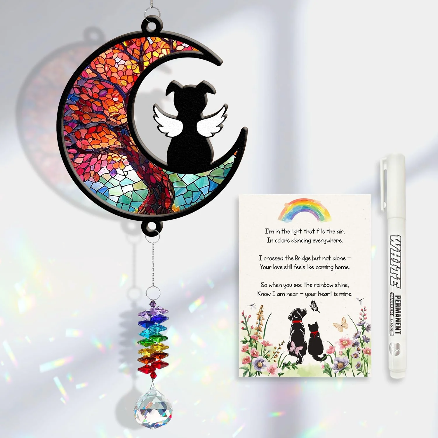 Green CELSORIX DIY Angel Dog Memorial Suncatcher — Sympathy Card Personalized Pet Memorial Gift Recyclable