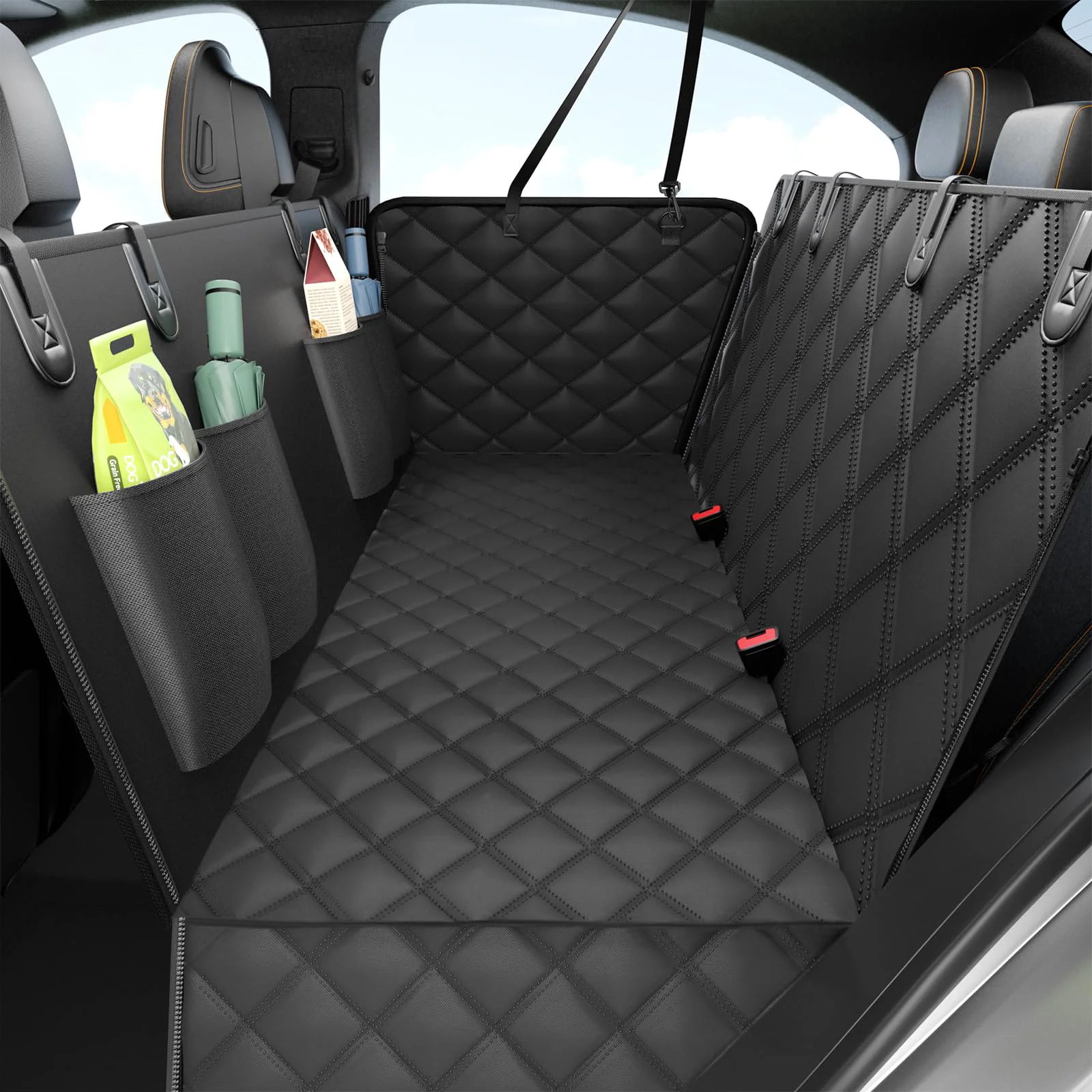 Superior Elouta Dog Car Seat Cover for Back Seat – Waterproof Scratch-Proof Nonslip Hammock All Black Fine Crafted