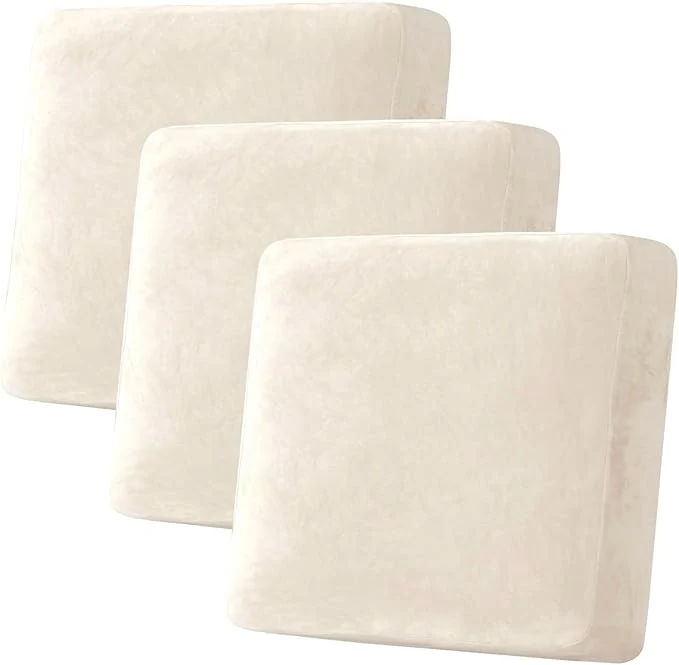 Certified H.VERSAILTEX Velvet Stretch Couch Cushion Cover Plush Cushion Slipcover for Chair Loveseat Sofa Cushion Furniture Protector Seat Cushion Sofa Cover 3 Piece XL Sofa Cushion Covers Cream About ThisOverview High-Performance