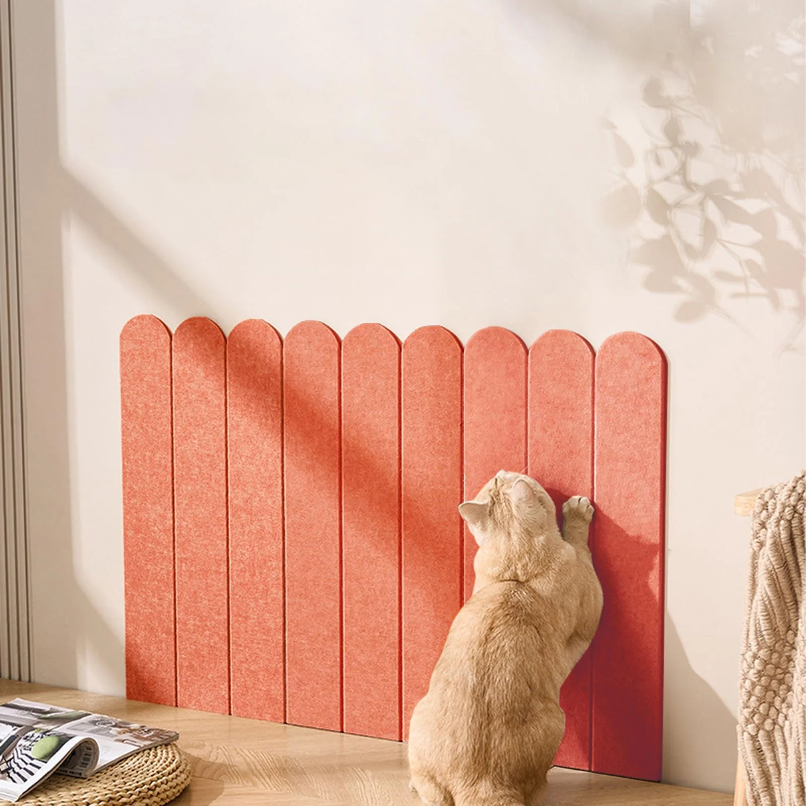 Optimized RizzQi Wall-Mounted Cat Scratcher Scratching Pad – 3-Piece Large Orange Original
