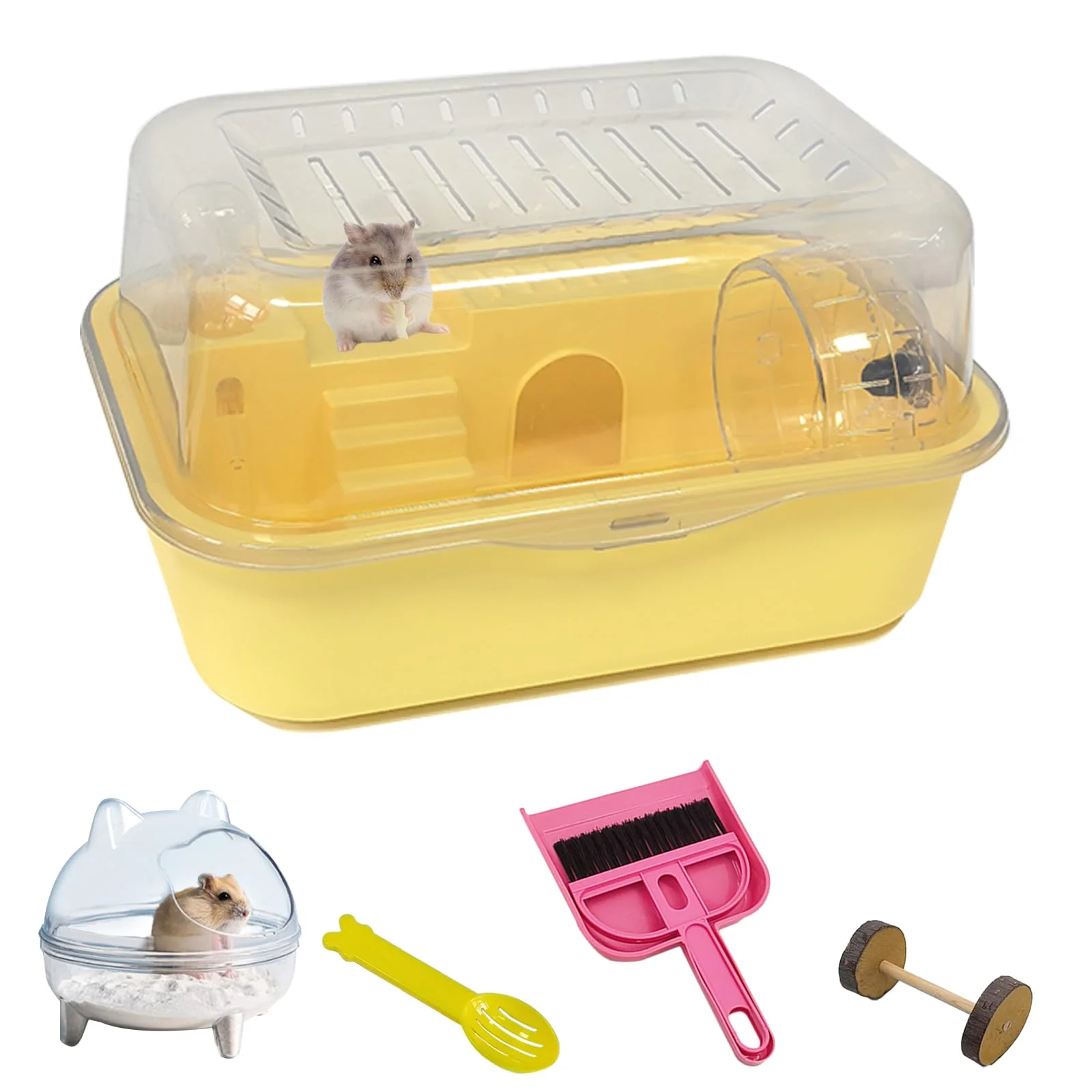 Lightweight Hamiledyi Dwarf Hamster Cage – Clear Plastic Portable Habitat with Water Bottle Wheel Casual