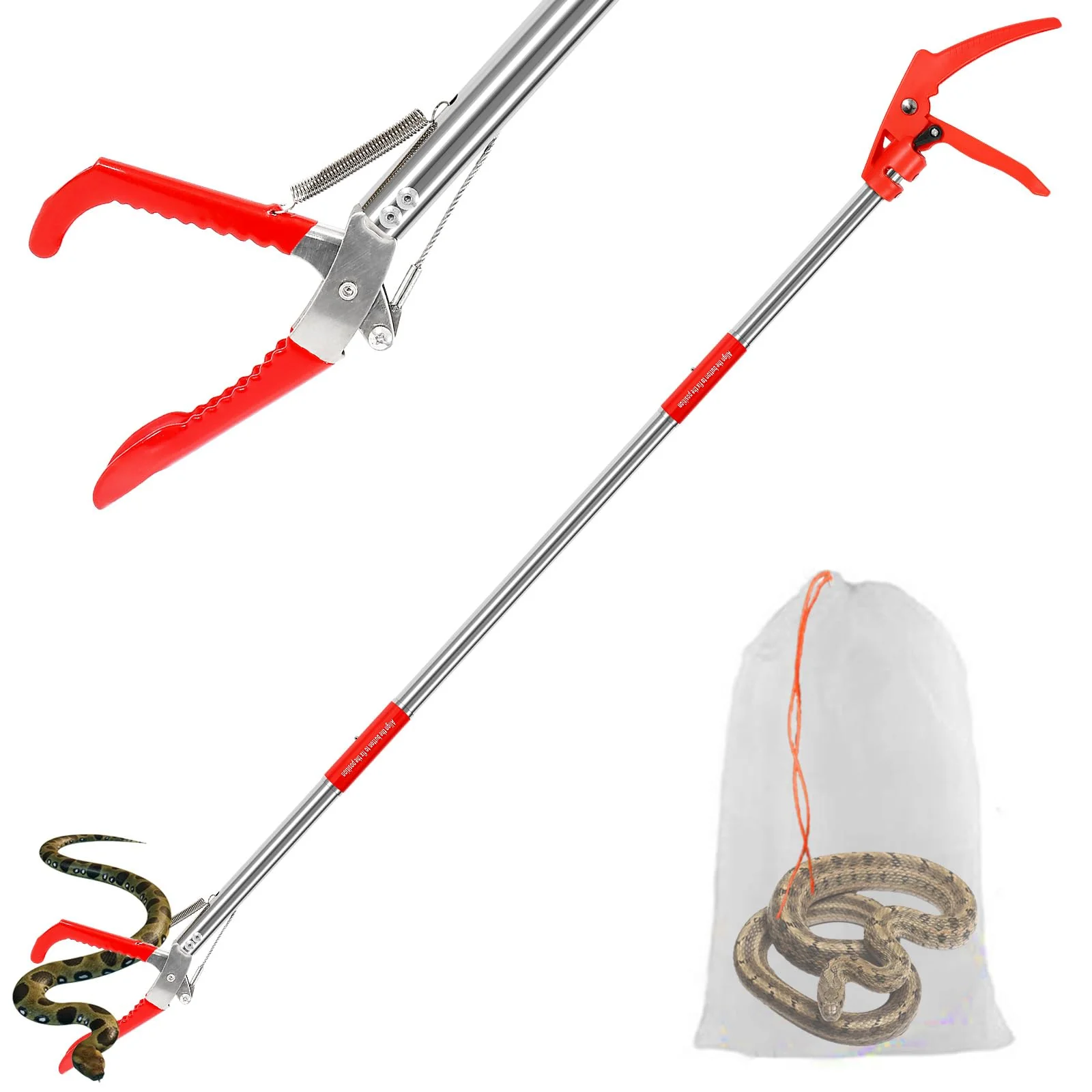 Fashionable Incycall Upgraded 50-Inch Snake Grabber with Lock – Stainless Steel Tongs Certified