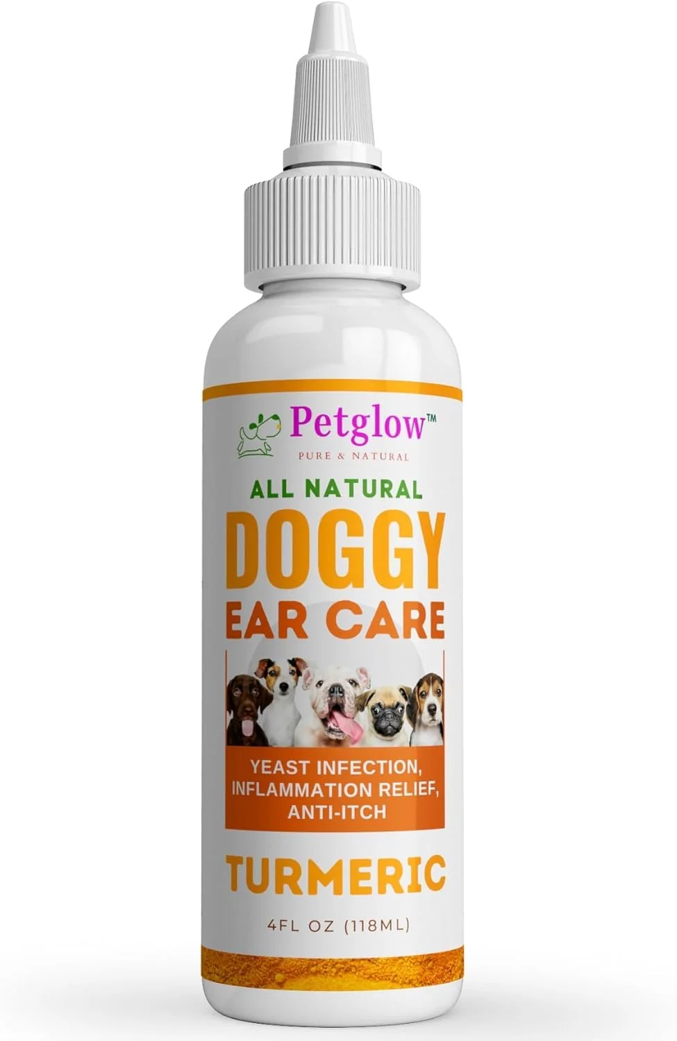Eco-Friendly Petglow Dog Ear Cleaner with Turmeric – Natural Ear Therapy for Yeast Odor Itch Green