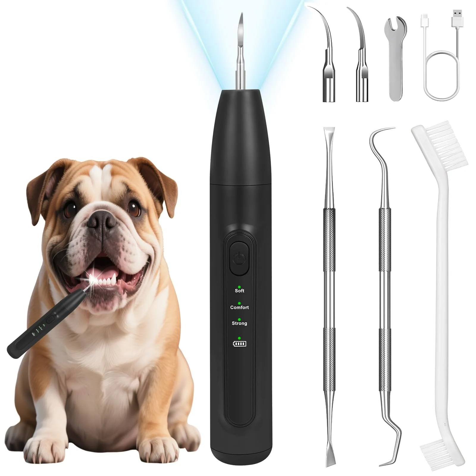 Dependable ZREB Dog Teeth Cleaning Kit — Sonic Lighted Brush with 3 Modes Low-Noise Pet Dental Care Trendy