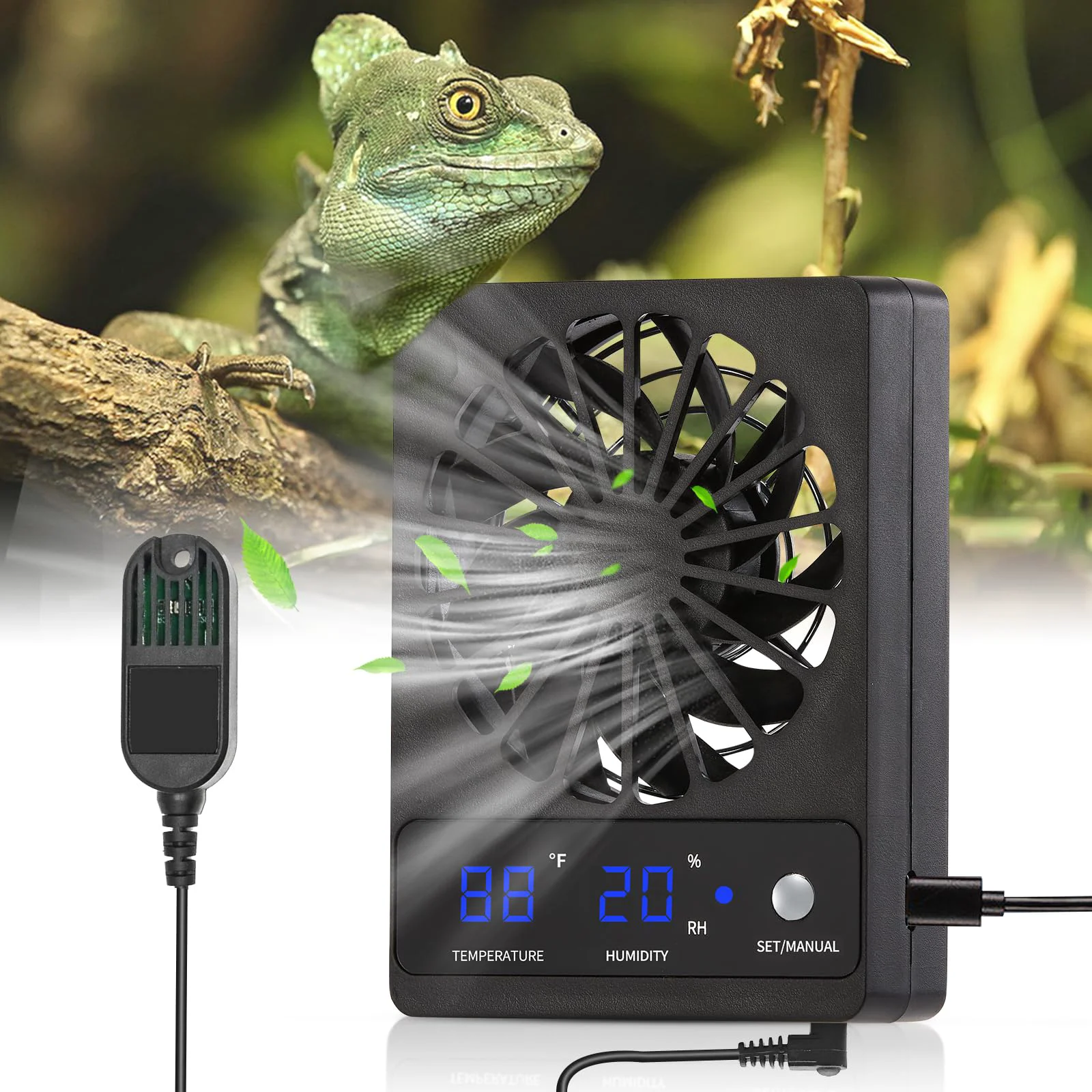 Minimalist DAOTAILI Reptile Tank Fan with LED Display Auto Ventilation Hygrometer Outstanding