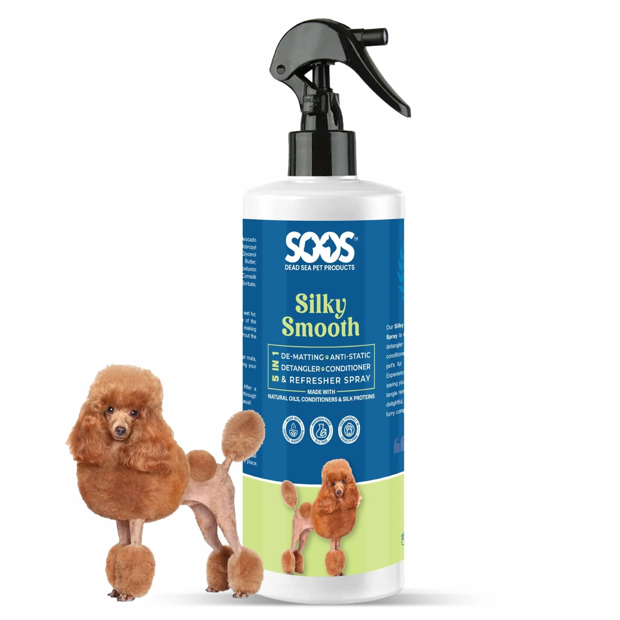 Enhanced SOOS Pet Silky Smooth 5-in-1 Leave-On Conditioning Spray for Dogs Cats Moisturizing Anti-Static Softens Coat 500ml Reliable