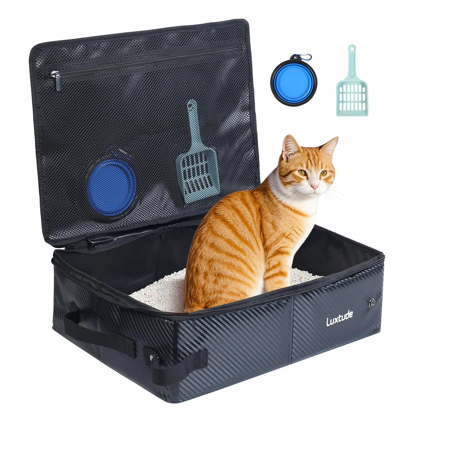 Efficient Luxtude Collapsible Travel Litter Box for Cats – Waterproof Portable User-Friendly