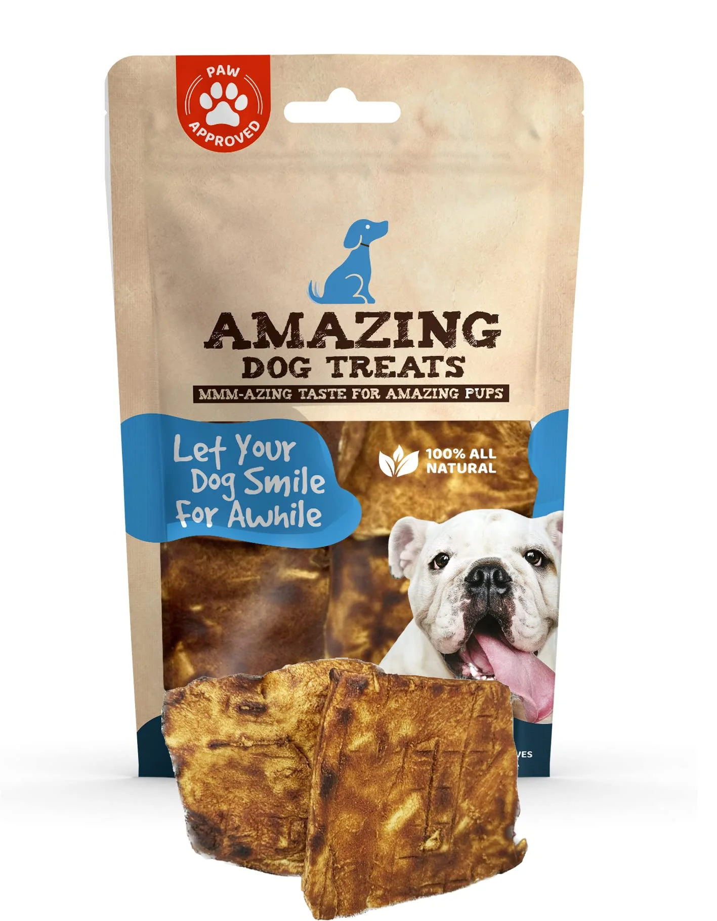 Eco-Friendly Dog Treats Beef Cheek Chip Squares 4×4 – NO Odor Thick-Cut Rawhide 8 Count Trusted
