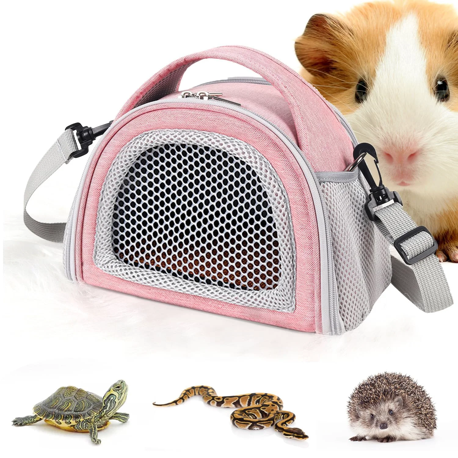 Elite YUDODO Hamster Carrier Bag – Small Animal Travel Carrier Pink with Breathable Mesh Relaxed