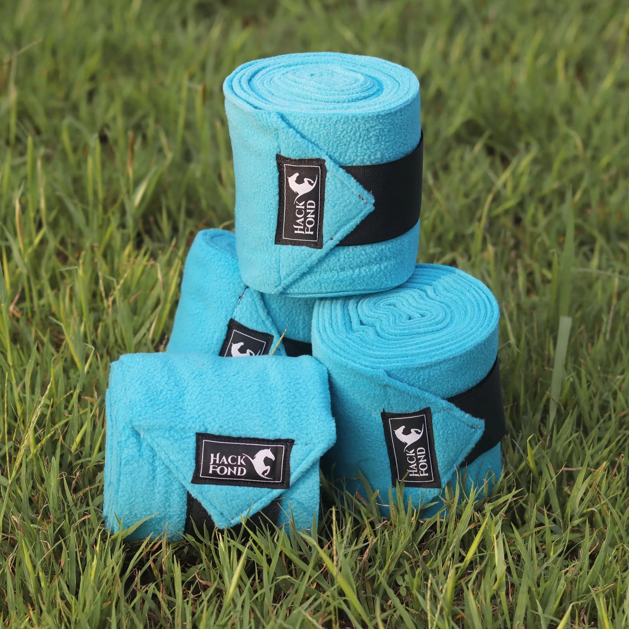 Specialty HackFond Horse Polo Leg Wraps – 10′ Fleece Set of 4 Vivid Cerulean Lightweight