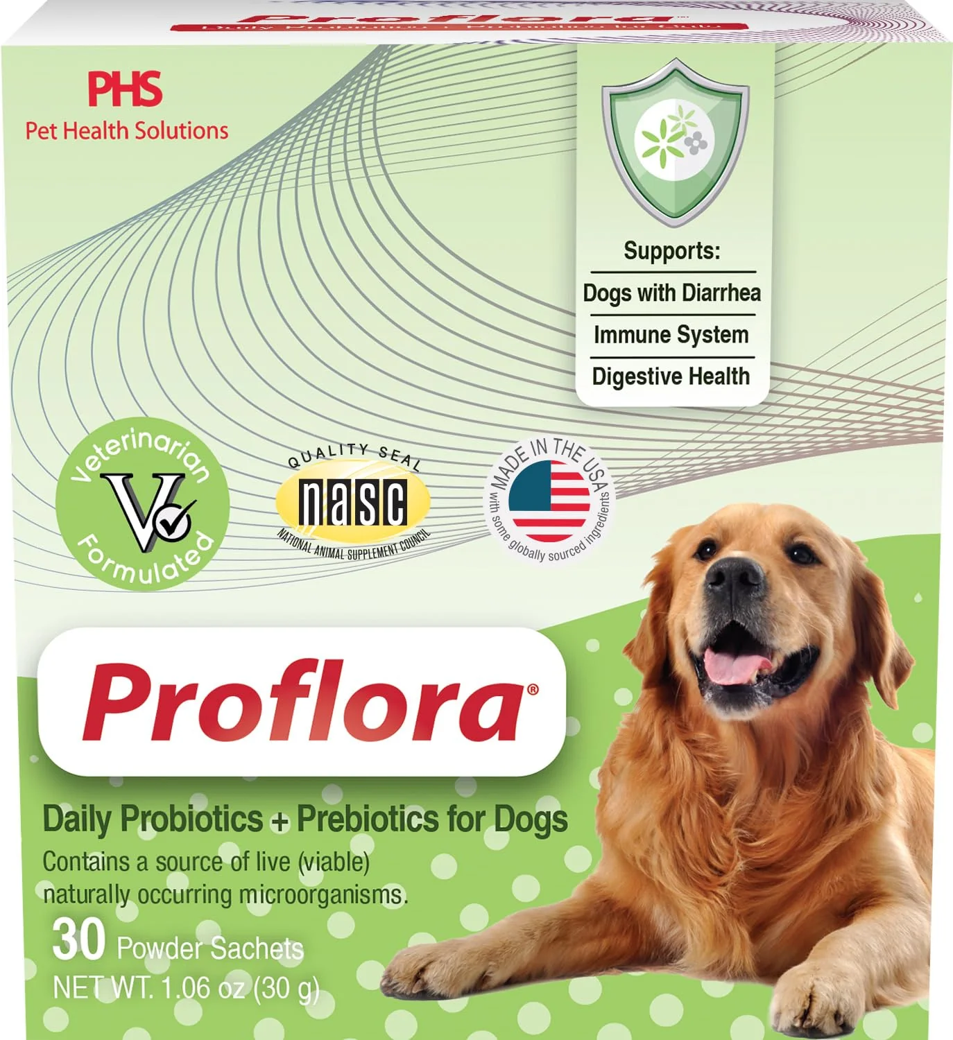 Sustainable Proflora Probiotics for Dogs – Complete Gut Health Immune Support 30 Packets Fine