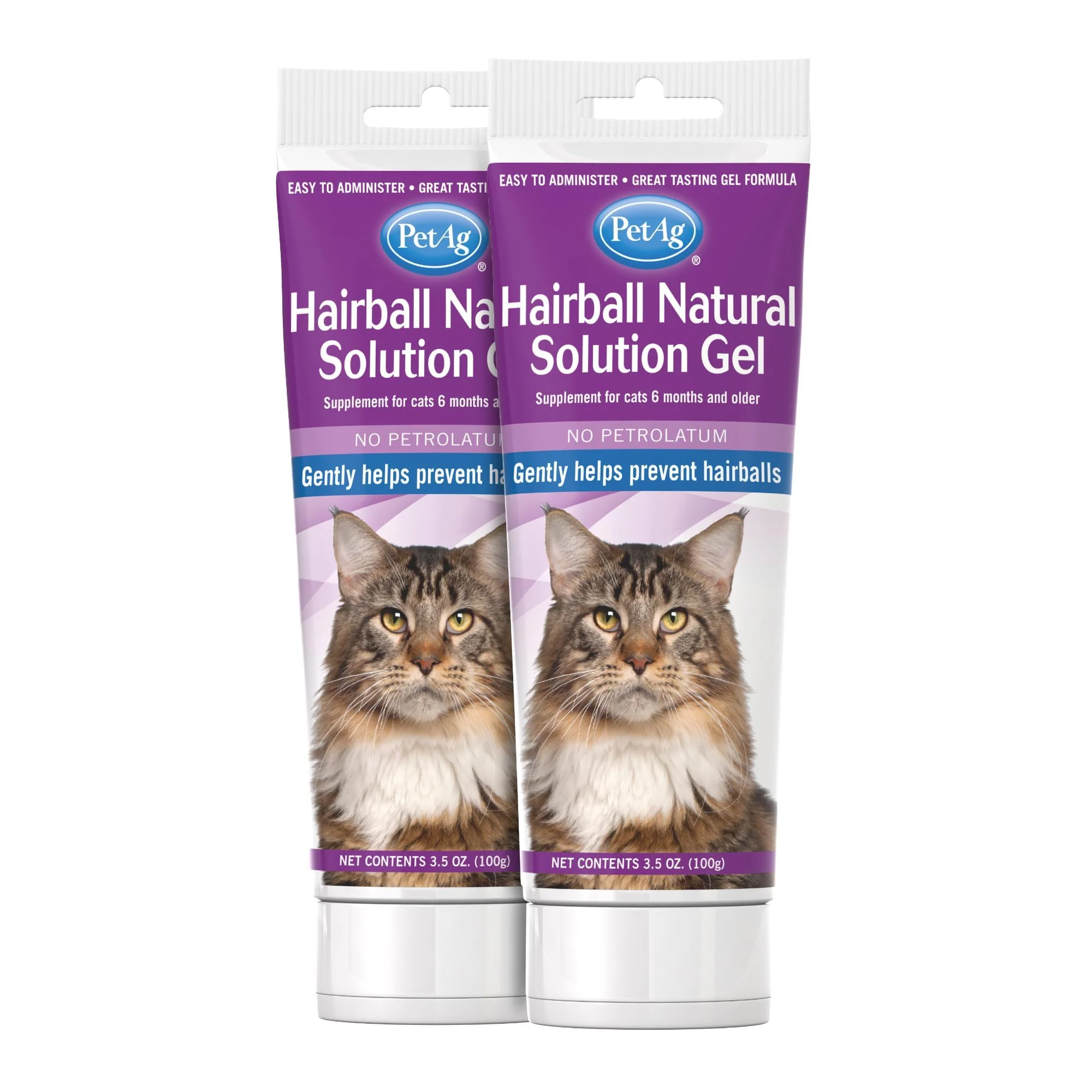 Classic PetAg Hairball Natural Solution Gel for Cats – 3.5 oz 2-Pack – Petrolatum- Hairball Support Official