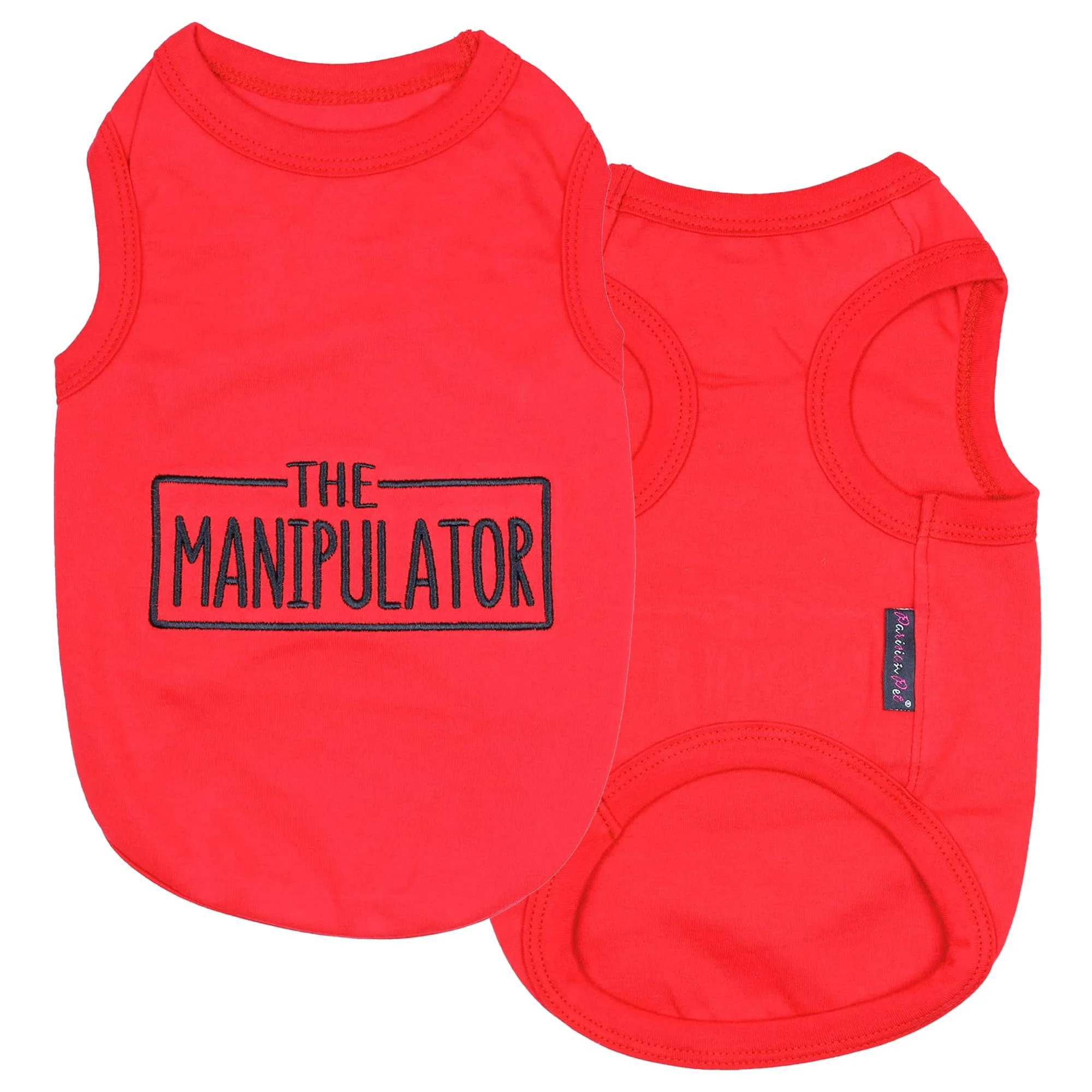 Elite Parisian Pet Dog Tshirt – Embroidered Manipulator Tank Top Breathable Lightweight Sleeveless Red Tee 3XL Fine