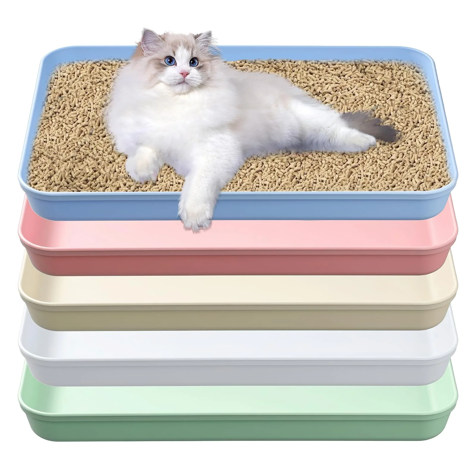 Casual HFYZZ 5 Pcs Medium Open Cat Litter Box Set — 15 x 10.4 x 1.6 in Low Entry Multicolor Professional