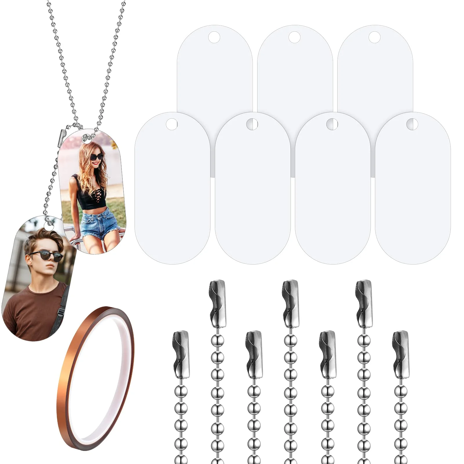 Verified Hicarer 50 Sets Sublimation Blank Dog Tags with Chains Tape – Aluminum DIY Pet Tags Crafts Fine