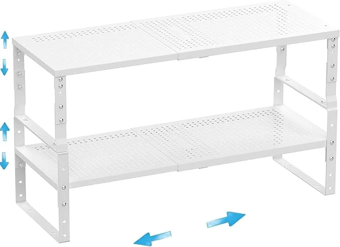 Efficient Expandable Adjustable Stackable Spice Rack Cabinet Kitchen Countertop Shelf Organizer Metal Pantry Storage Shelves – Space-Saving Storage Solution 2Packs White Large About ThisOverview Sophisticated