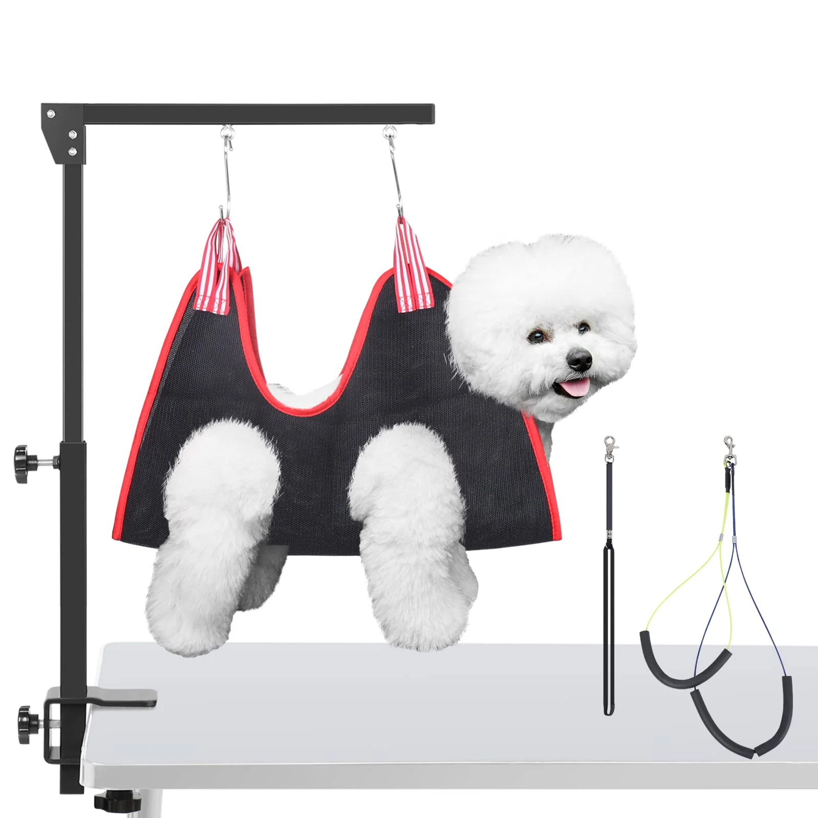 Carefully Designed HIDOG Dog Grooming Arm with Clamp Hammock – 36in Height Foldable Table Arm for Small Medium Dogs Durable