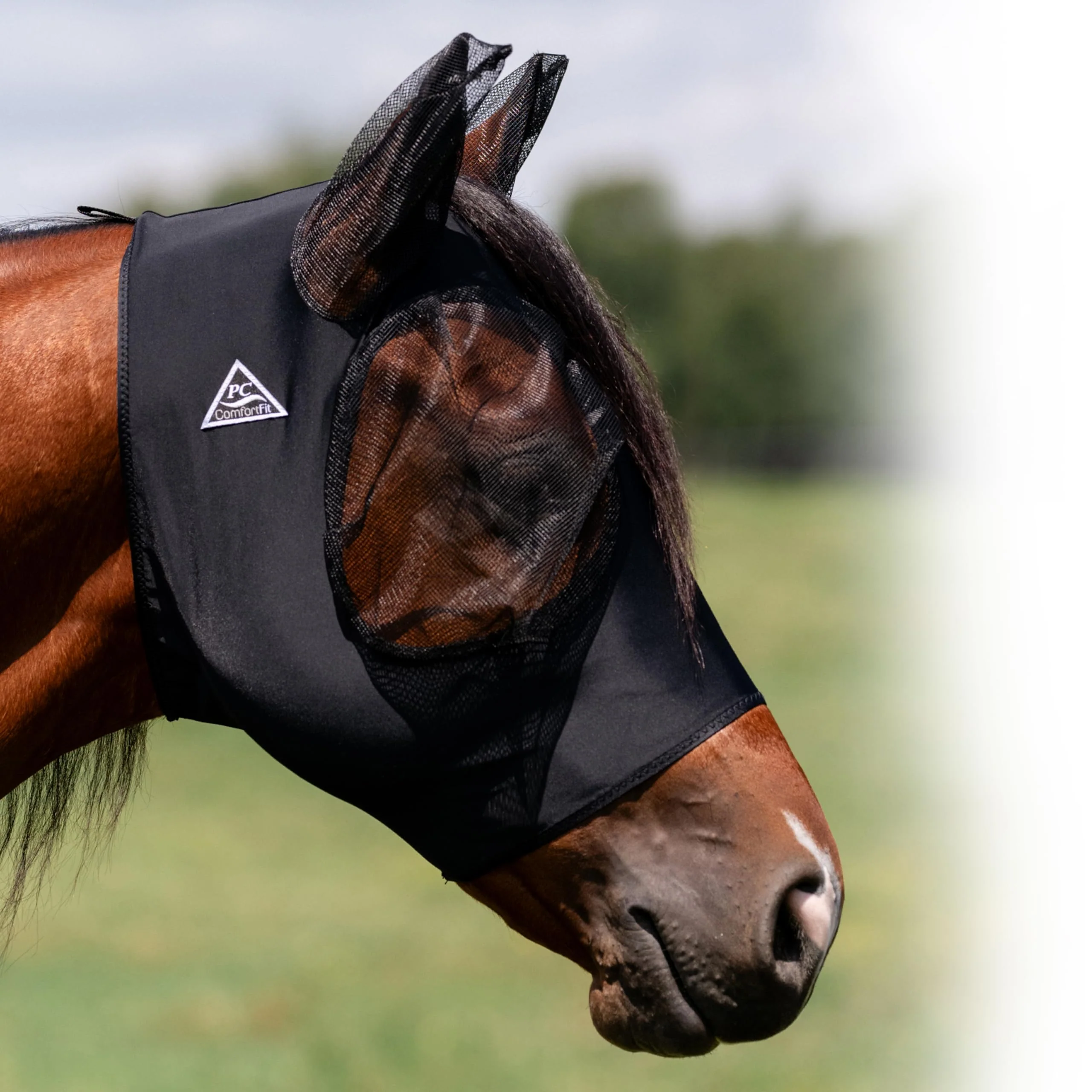 Durable Professional’s Choice Comfort-Fit Fly Mask Smooth Stretchy Material Mesh Eye Ear Openings Cob Size – Black Fast