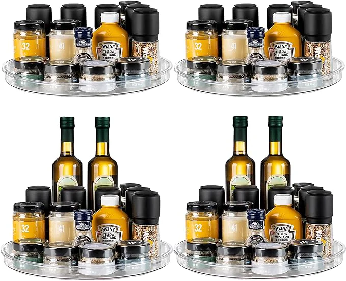 Contemporary vacane 4 Pack Turntable Organizer Non-Skid Large 13 Cabinet Lazy Susan Clear Turntable Organizer for Pantry Lazy Susan Organizer Storage Containers for Kitchen CountertopAbout ThisOverview Premium