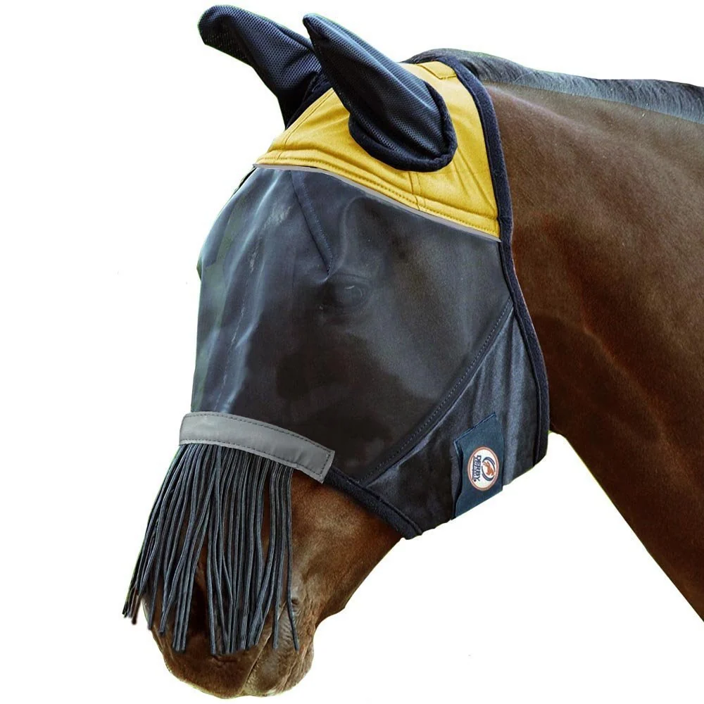 Efficient Derby s Reflective Safety Fly Mask with Ears Nose Fringe – UV-Blocker Casual